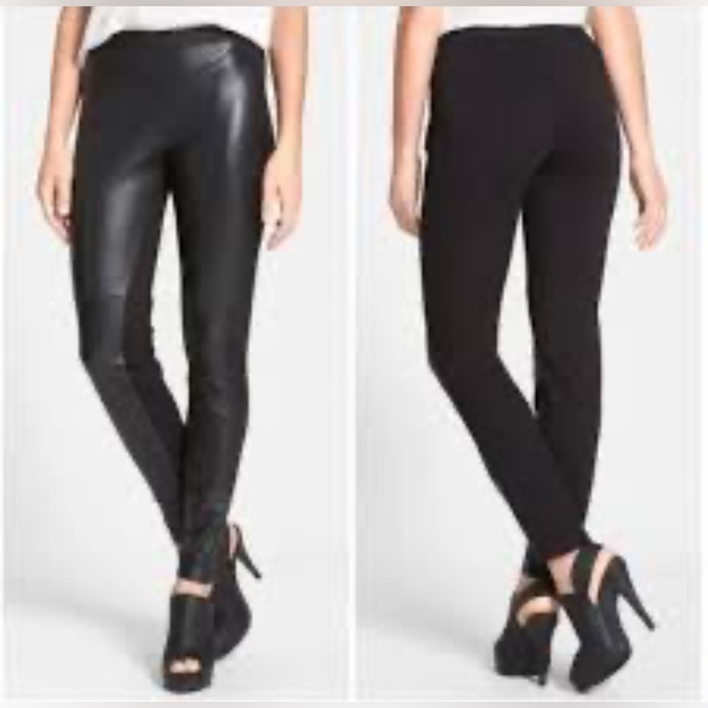 Eileen Fisher Leather Front Slim Pants - Picture 3 of 7